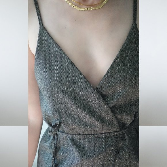 Actuel Gray Thin Strap Crossed V Neck Top / Vest Size S - Picture 2 of 5